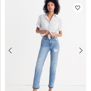 NWOT Madewell Classic Straight Jean- Destructed